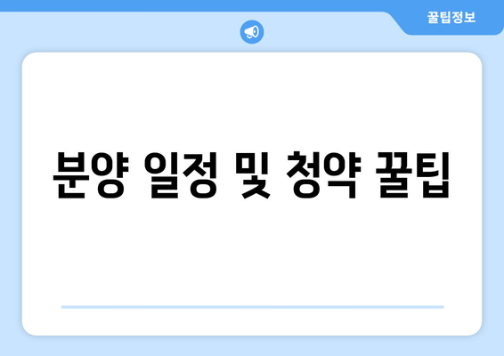 분양 일정 및 청약 꿀팁