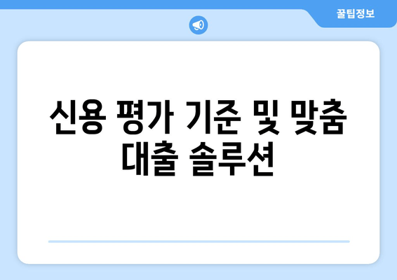 신용 평가 기준 및 맞춤 대출 솔루션