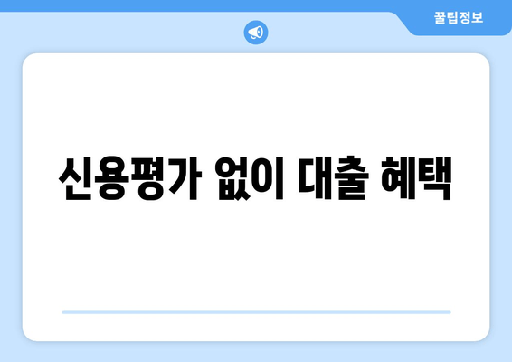 신용평가 없이 대출 혜택