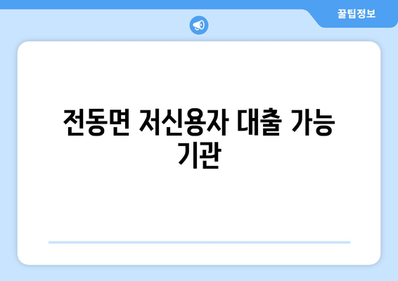 전동면 저신용자 대출 가능 기관