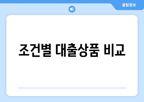 조건별 대출상품 비교