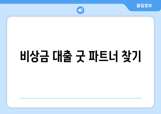 비상금 대출 굿 파트너 찾기