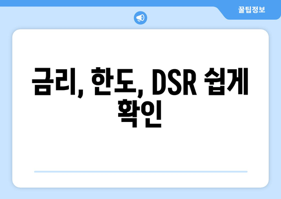 금리, 한도, DSR 쉽게 확인