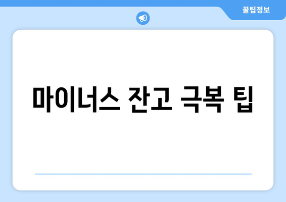 마이너스 잔고 극복 팁