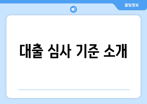 대출 심사 기준 소개