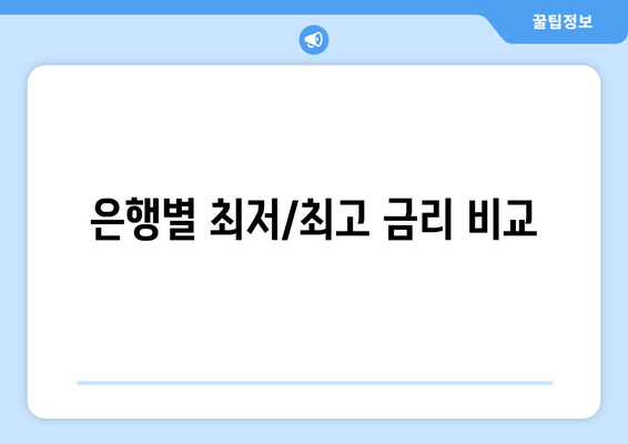 은행별 최저/최고 금리 비교