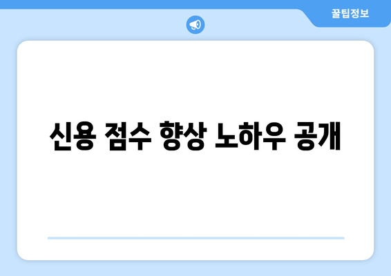 신용 점수 향상 노하우 공개