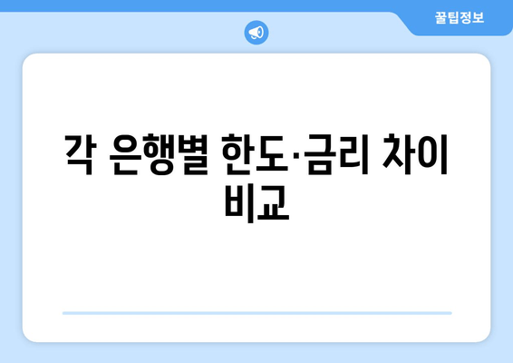 각 은행별 한도·금리 차이 비교