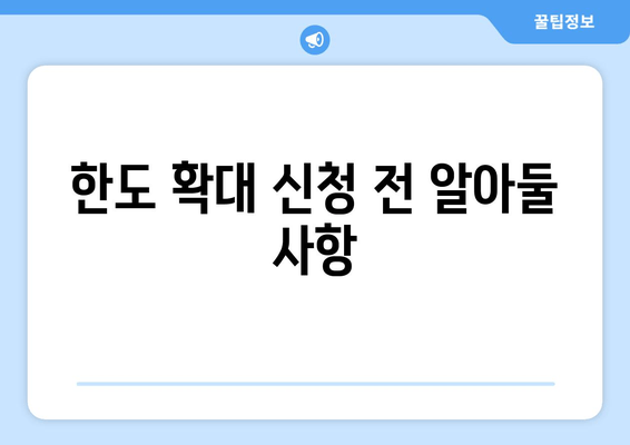 한도 확대 신청 전 알아둘 사항