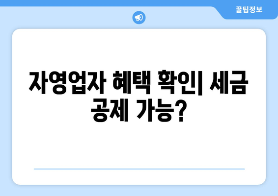 자영업자 혜택 확인| 세금 공제 가능?