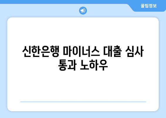 신한은행 마이너스 대출 심사 통과 노하우