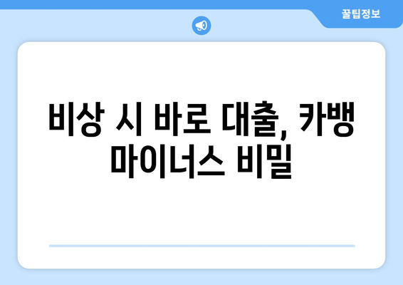 비상 시 바로 대출, 카뱅 마이너스 비밀