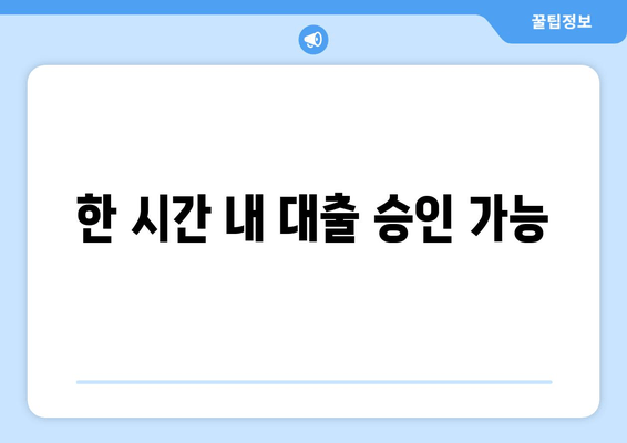 한 시간 내 대출 승인 가능