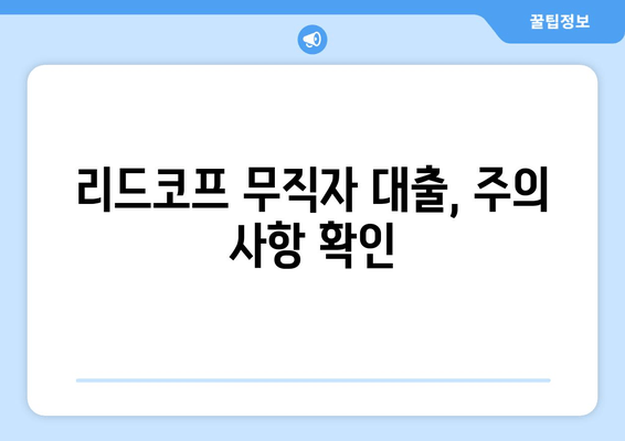 리드코프 무직자 대출, 주의 사항 확인