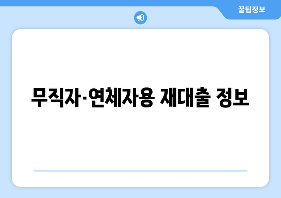 무직자·연체자용 재대출 정보