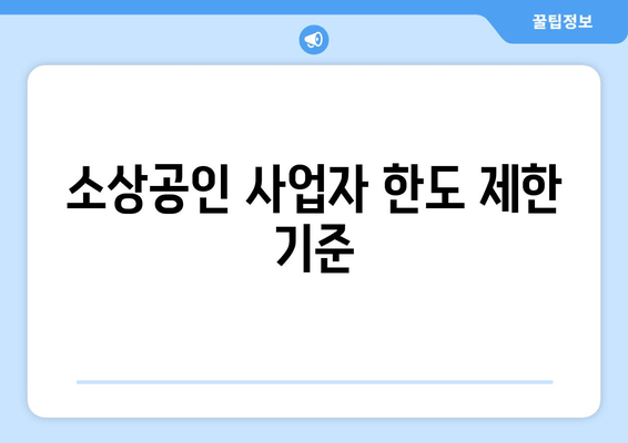 소상공인 사업자 한도 제한 기준