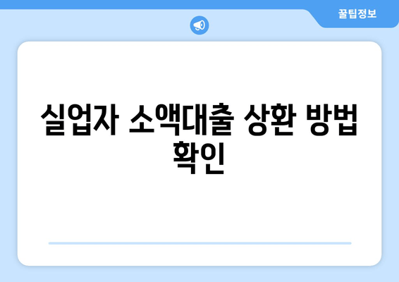 실업자 소액대출 상환 방법 확인