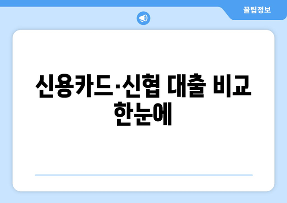 신용카드·신협 대출 비교 한눈에