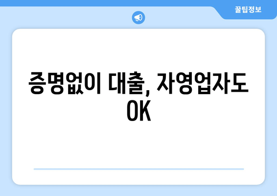 증명없이 대출, 자영업자도 OK