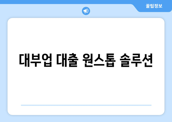 대부업 대출 원스톱 솔루션