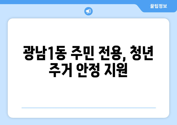 광남1동 주민 전용, 청년 주거 안정 지원