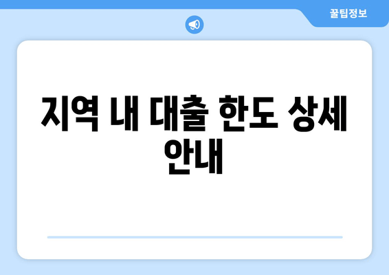 지역 내 대출 한도 상세 안내