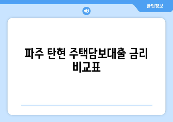 파주 탄현 주택담보대출 금리 비교표