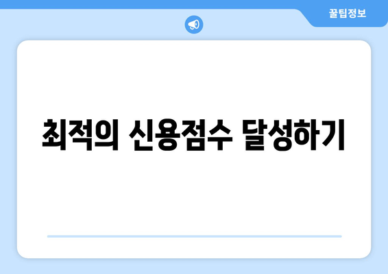 최적의 신용점수 달성하기