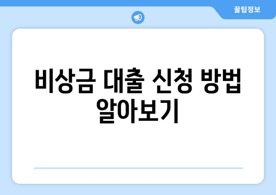 비상금 대출 신청 방법 알아보기