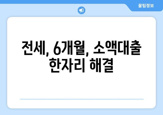 전세, 6개월, 소액대출 한자리 해결