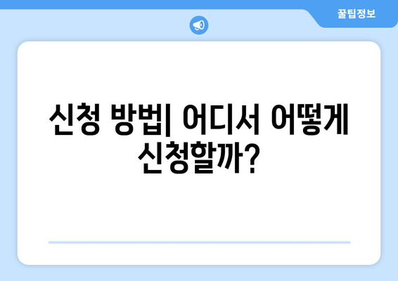 신청 방법| 어디서 어떻게 신청할까?