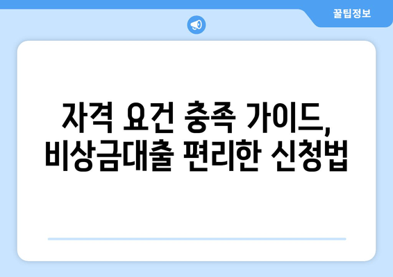 자격 요건 충족 가이드, 비상금대출 편리한 신청법