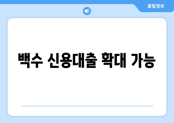 백수 신용대출 확대 가능