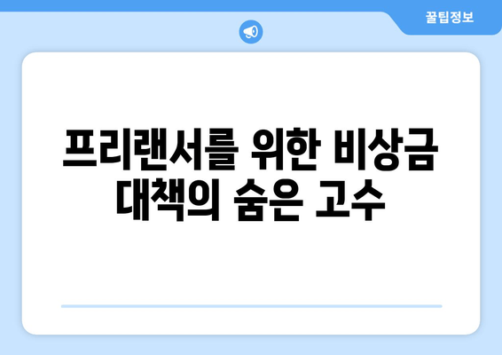 프리랜서를 위한 비상금 대책의 숨은 고수