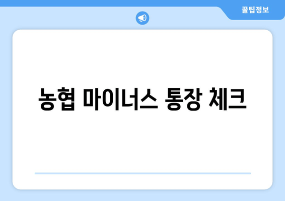 농협 마이너스 통장 체크