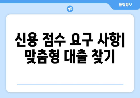 신용 점수 요구 사항| 맞춤형 대출 찾기