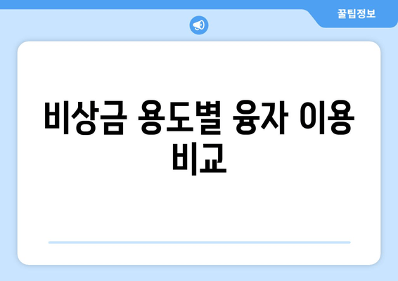 비상금 용도별 융자 이용 비교