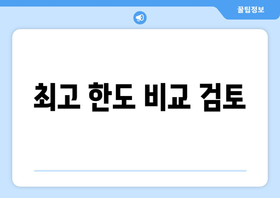 최고 한도 비교 검토