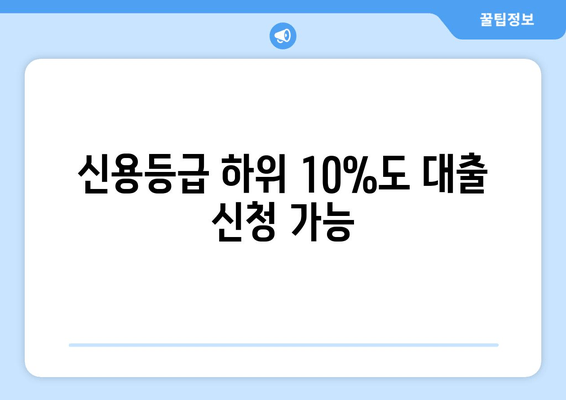 신용등급 하위 10%도 대출 신청 가능