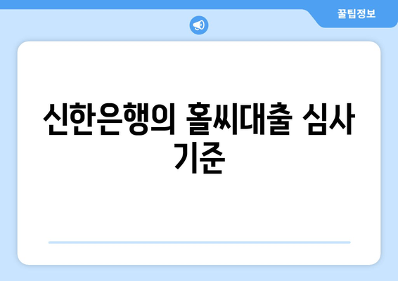 신한은행의 홀씨대출 심사 기준