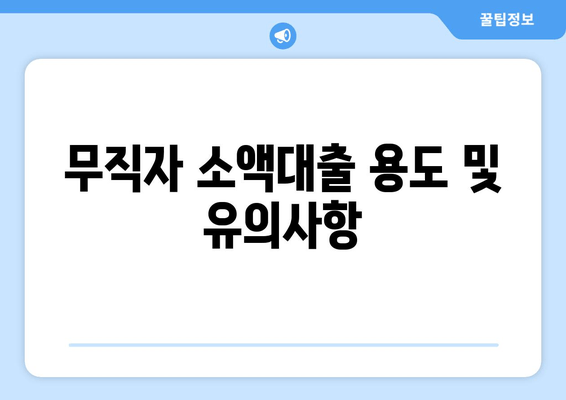 무직자 소액대출 용도 및 유의사항