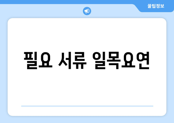 필요 서류 일목요연