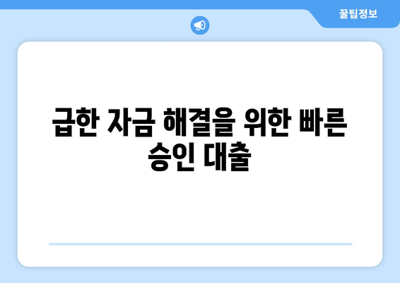 급한 자금 해결을 위한 빠른 승인 대출