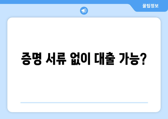 증명 서류 없이 대출 가능?