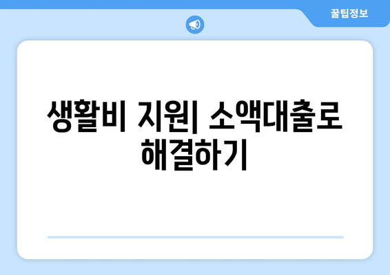 생활비 지원| 소액대출로 해결하기