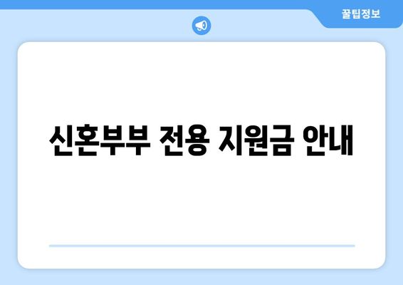 신혼부부 전용 지원금 안내