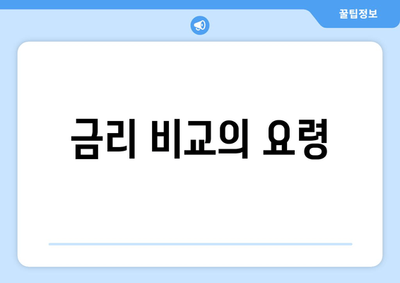 금리 비교의 요령