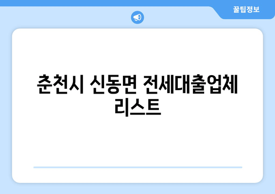 춘천시 신동면 전세대출업체 리스트