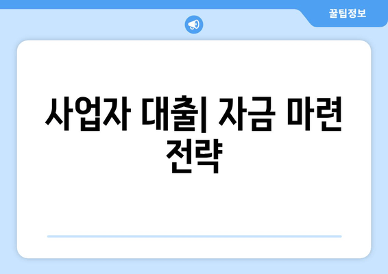 사업자 대출| 자금 마련 전략