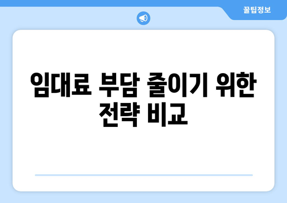 임대료 부담 줄이기 위한 전략 비교